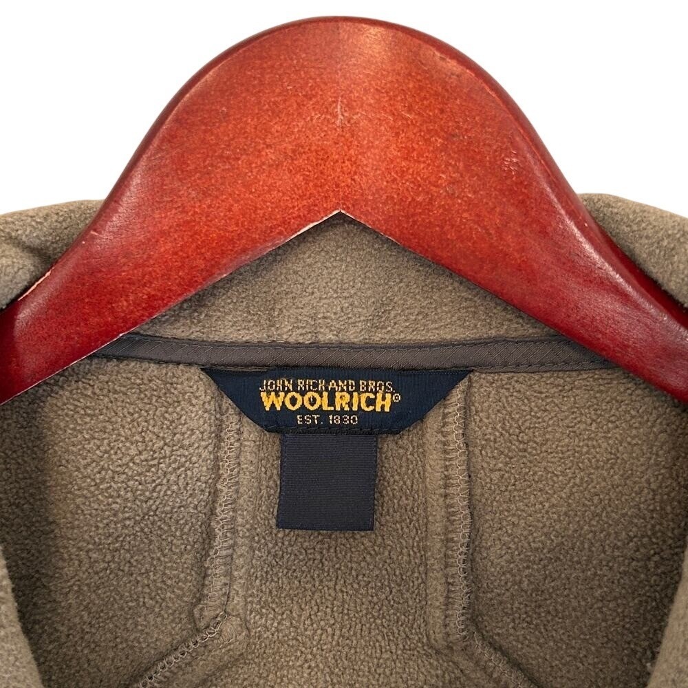 Woolrich Fleece Vest Men's L Full Zip Hiking Outdoor Gorpcore Tan Brown Large - Picture 6 of 9
